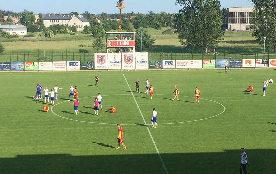 W meczu z Chojniczanką Rafał Zembrowski strzelił zwycięskiego gola, nie przypuszczał wtedy, że będzie to jego ostatni występ w barwach Pogoni | Fot. L. Bartnicki